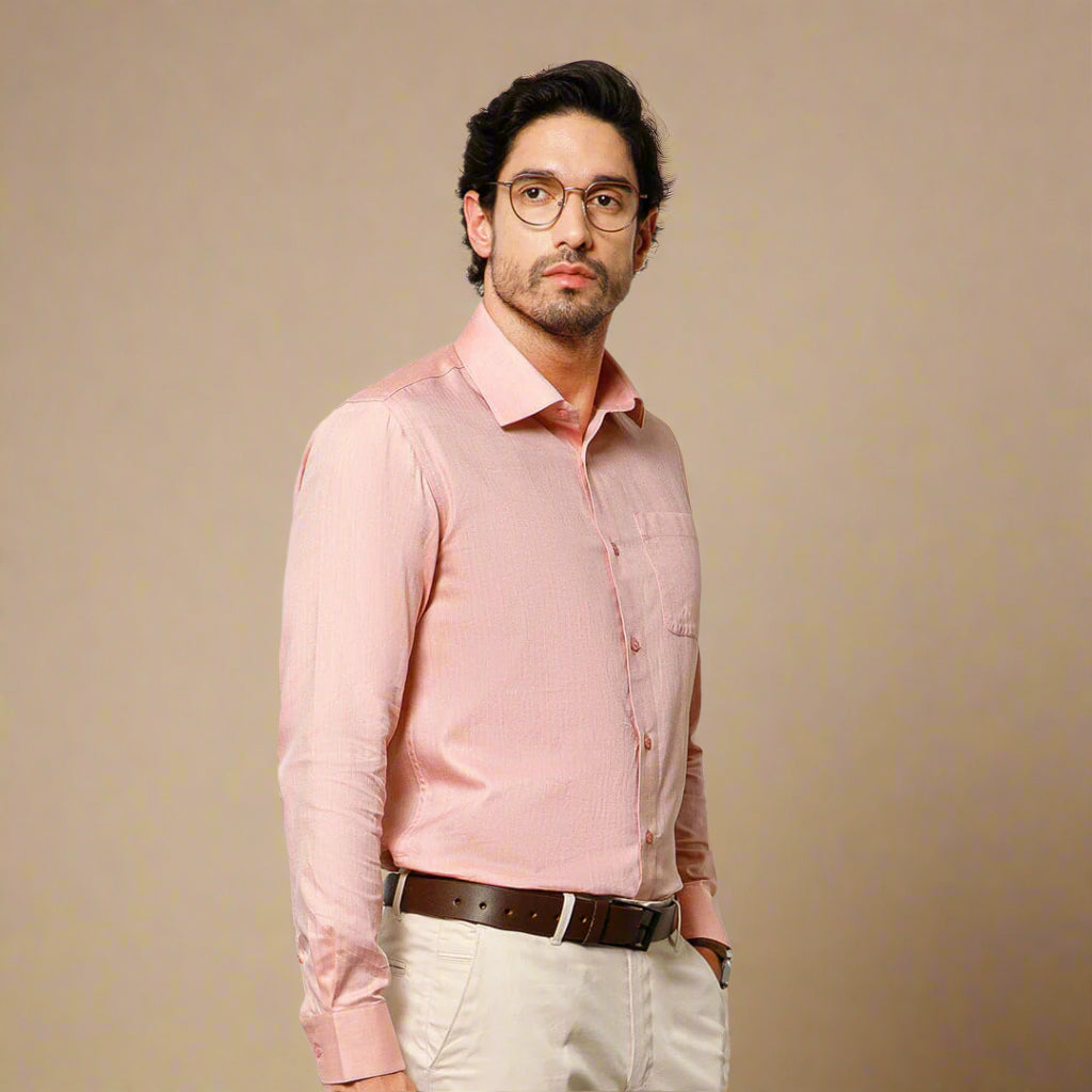 Imperial Herringbone Giza Shirt In Flamingo