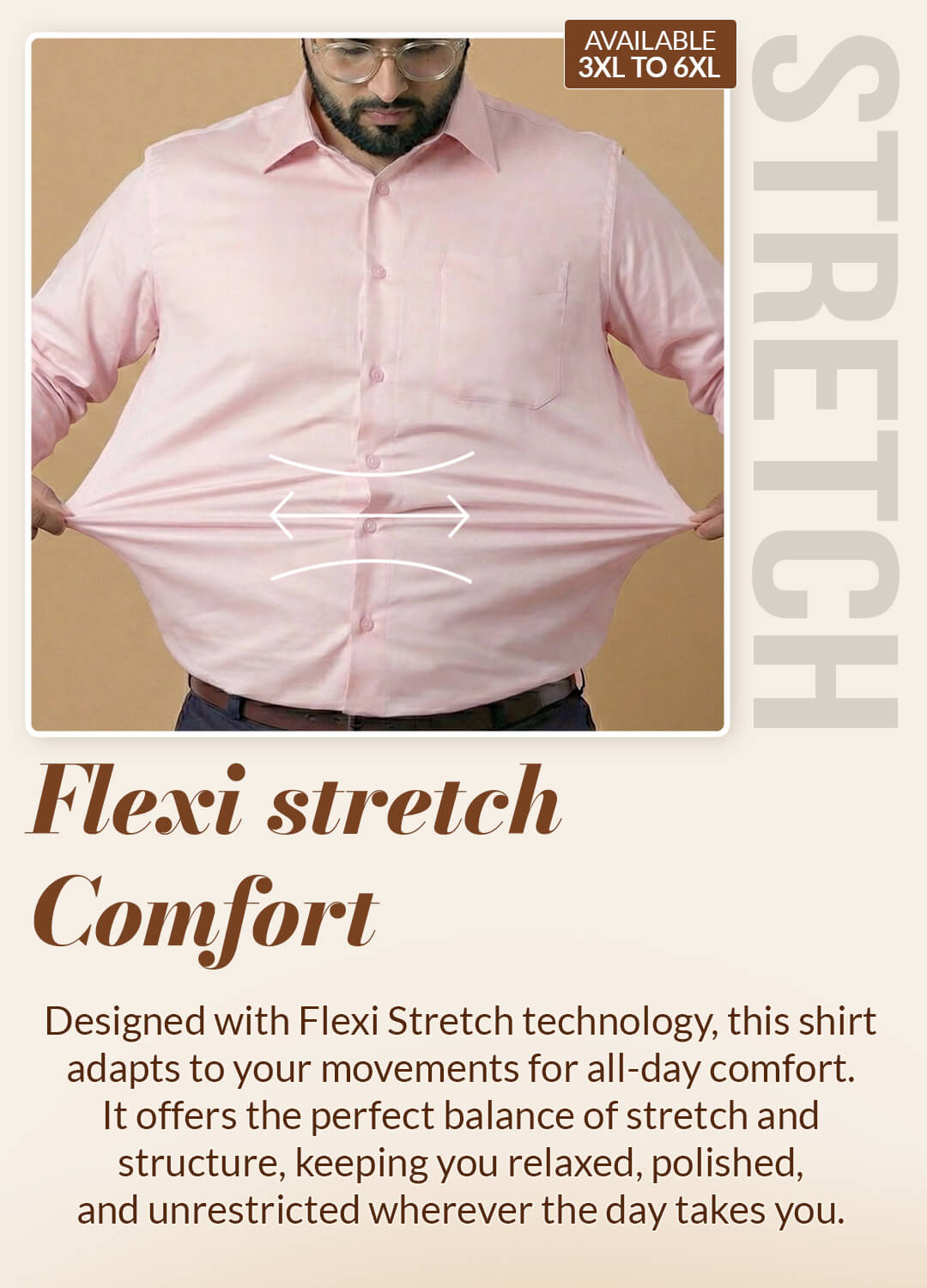 Flexi Stretch Plus Shirt in Dusty Pink