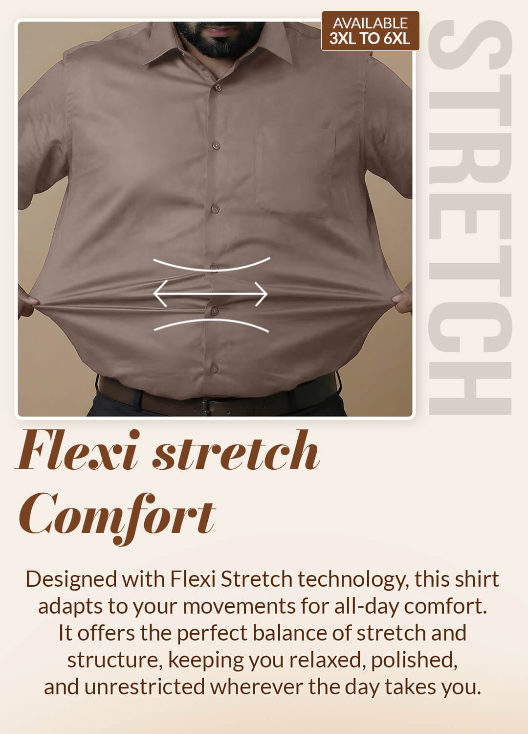 Flexi Stretch Plus Shirt in Latte