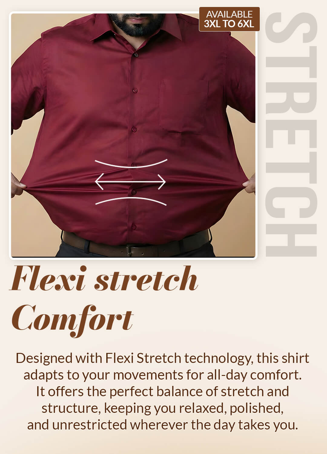 Flexi Stretch Plus Shirt in Wineberry