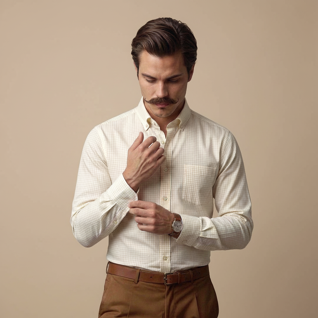 Gingham Check Shirt In Ochre