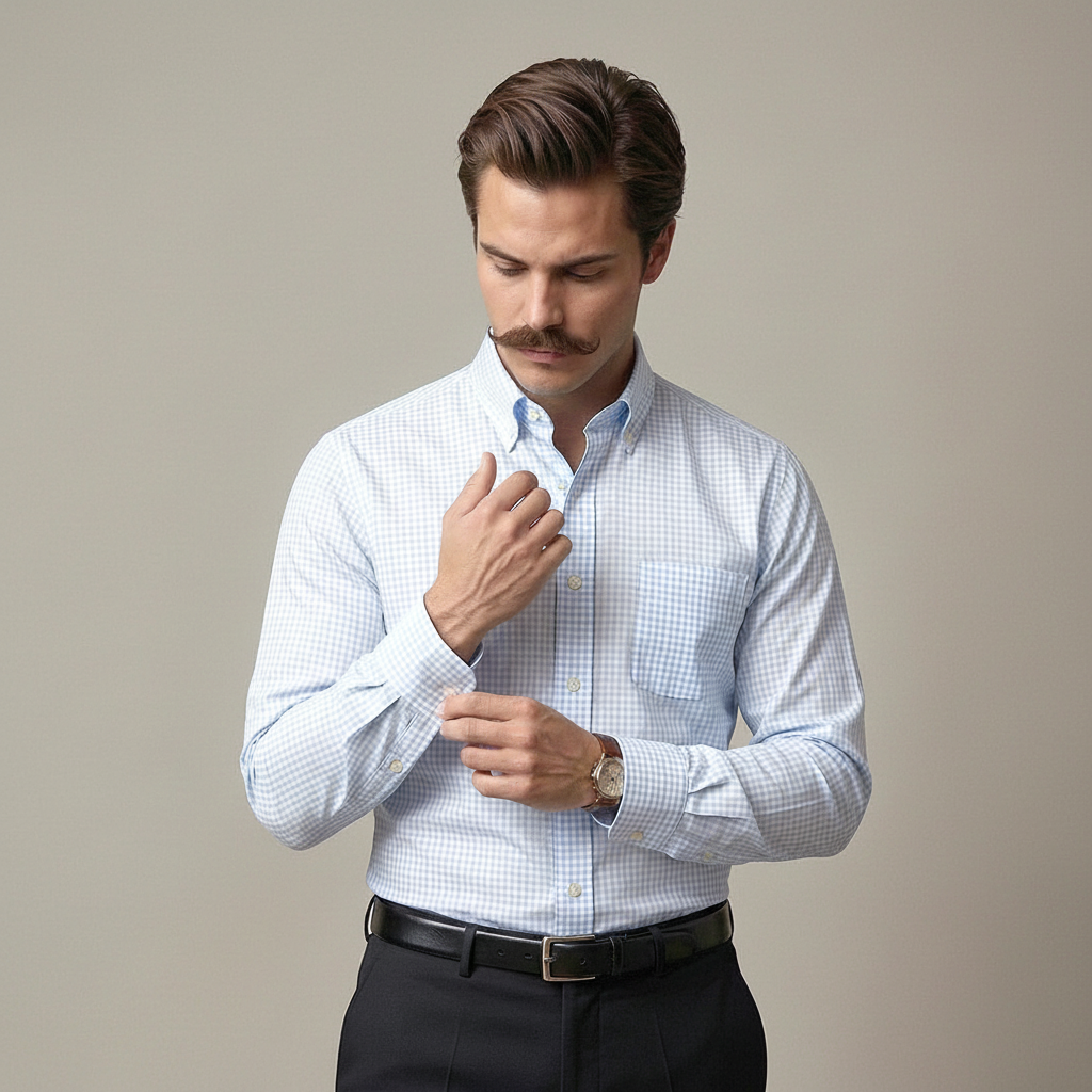 Gingham Check Shirt In Cloud Blue