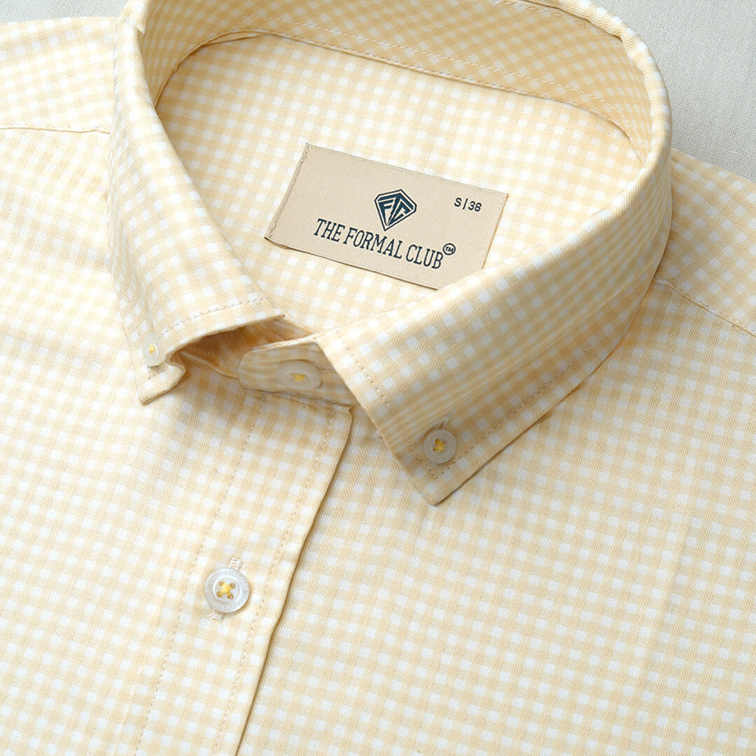 Gingham Check Shirt In Ochre