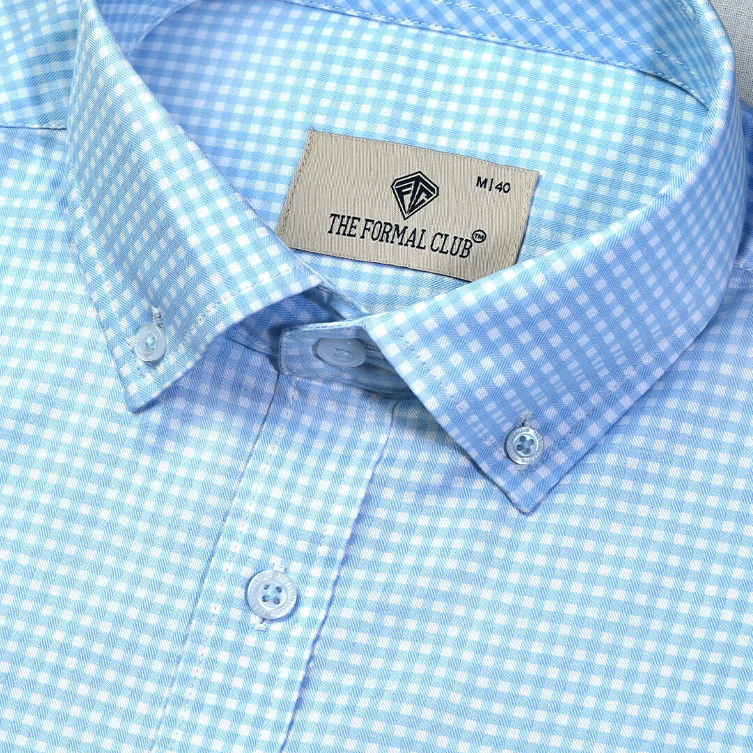 Gingham Check Shirt in Cloud Blue