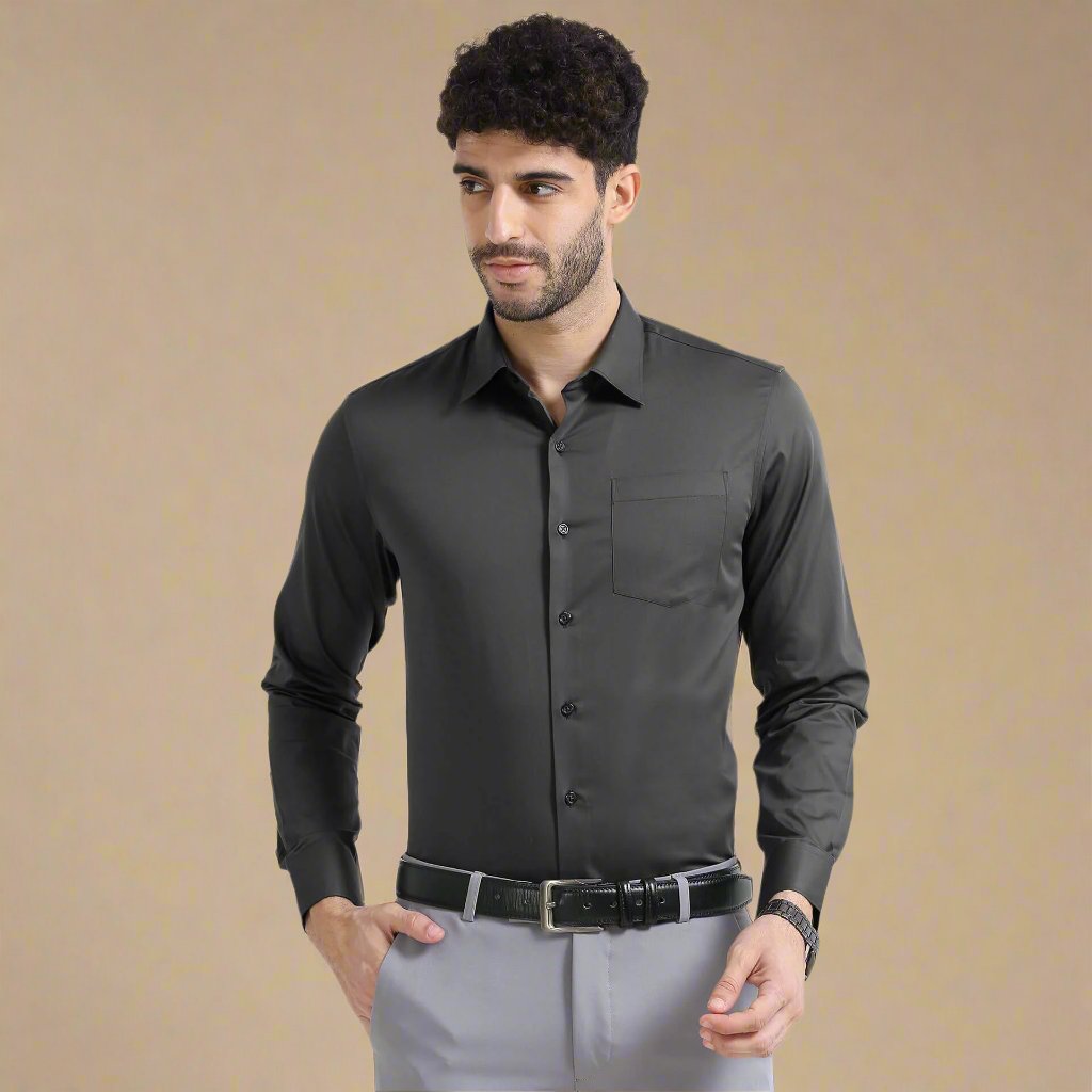 Cambridge Giza Cotton Shirt In Gun Metal