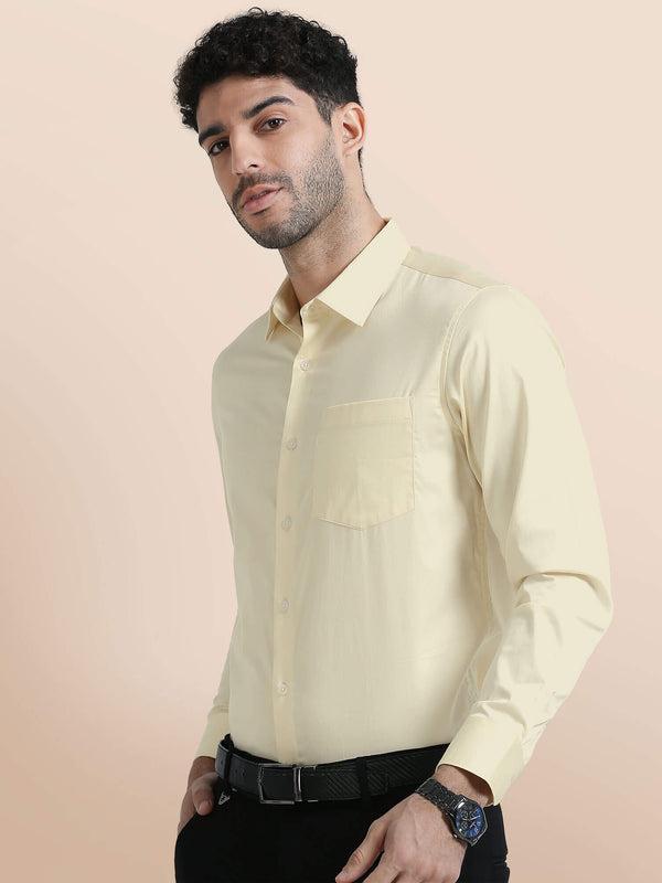 Cambridge Giza Cotton Shirt In Lemon Frost