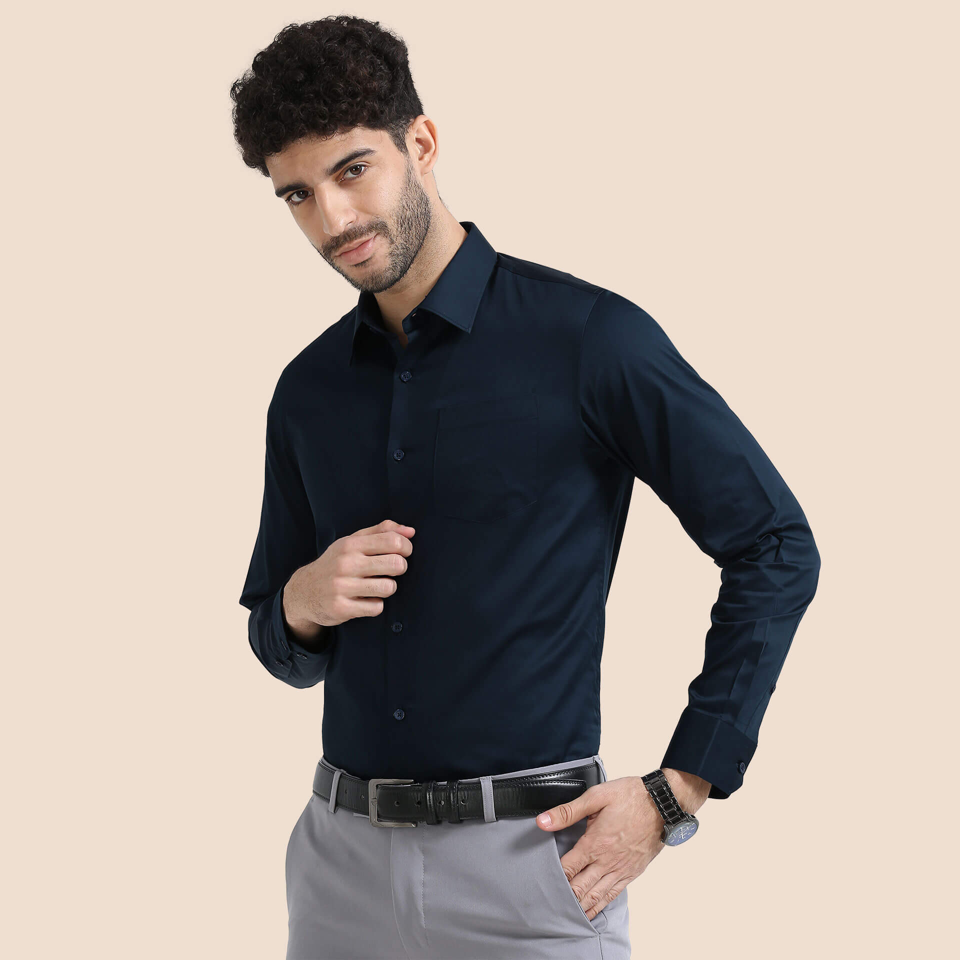 Cambridge Giza Cotton Shirt In Saphire