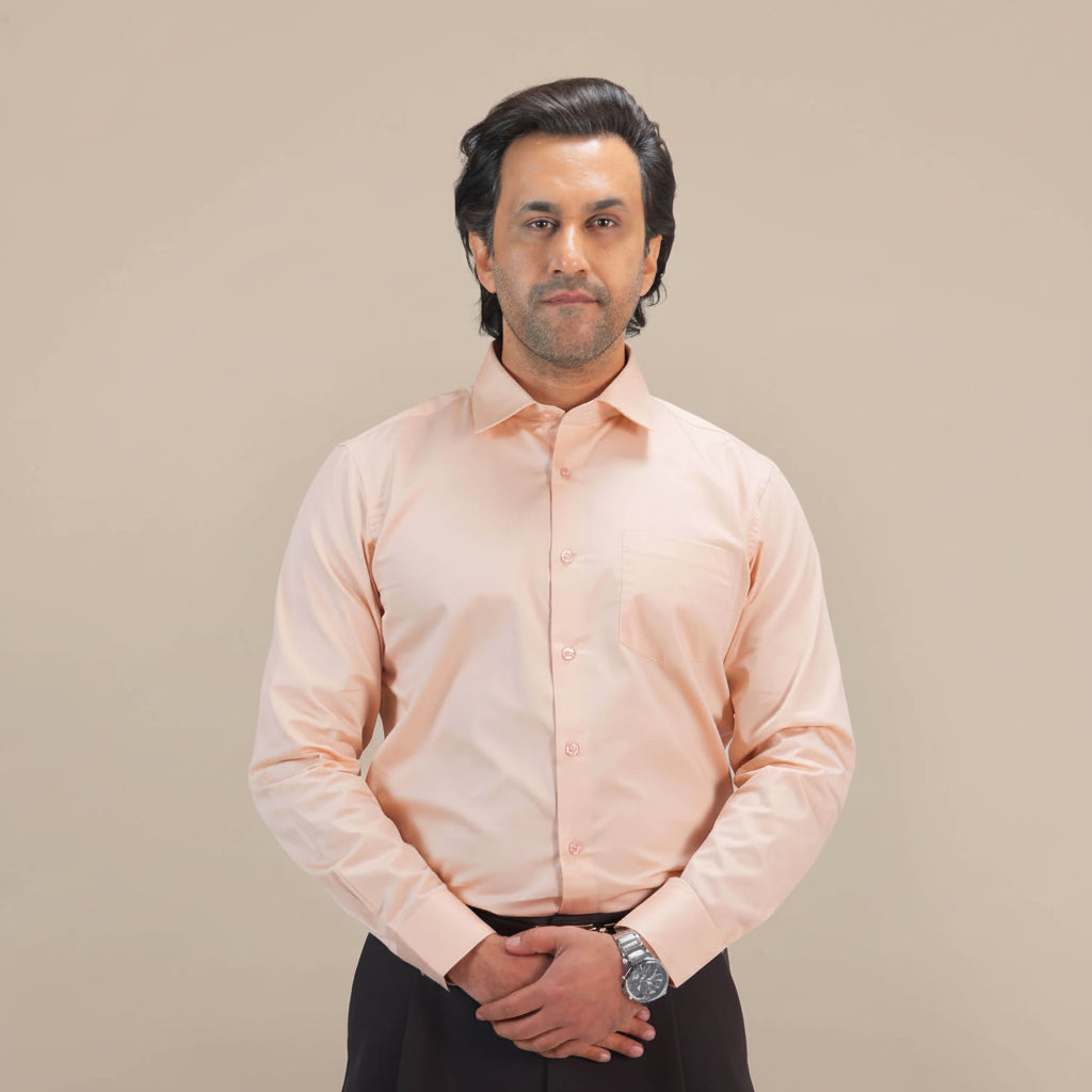 Cambridge Giza Cotton Shirt In Peach Fuzz