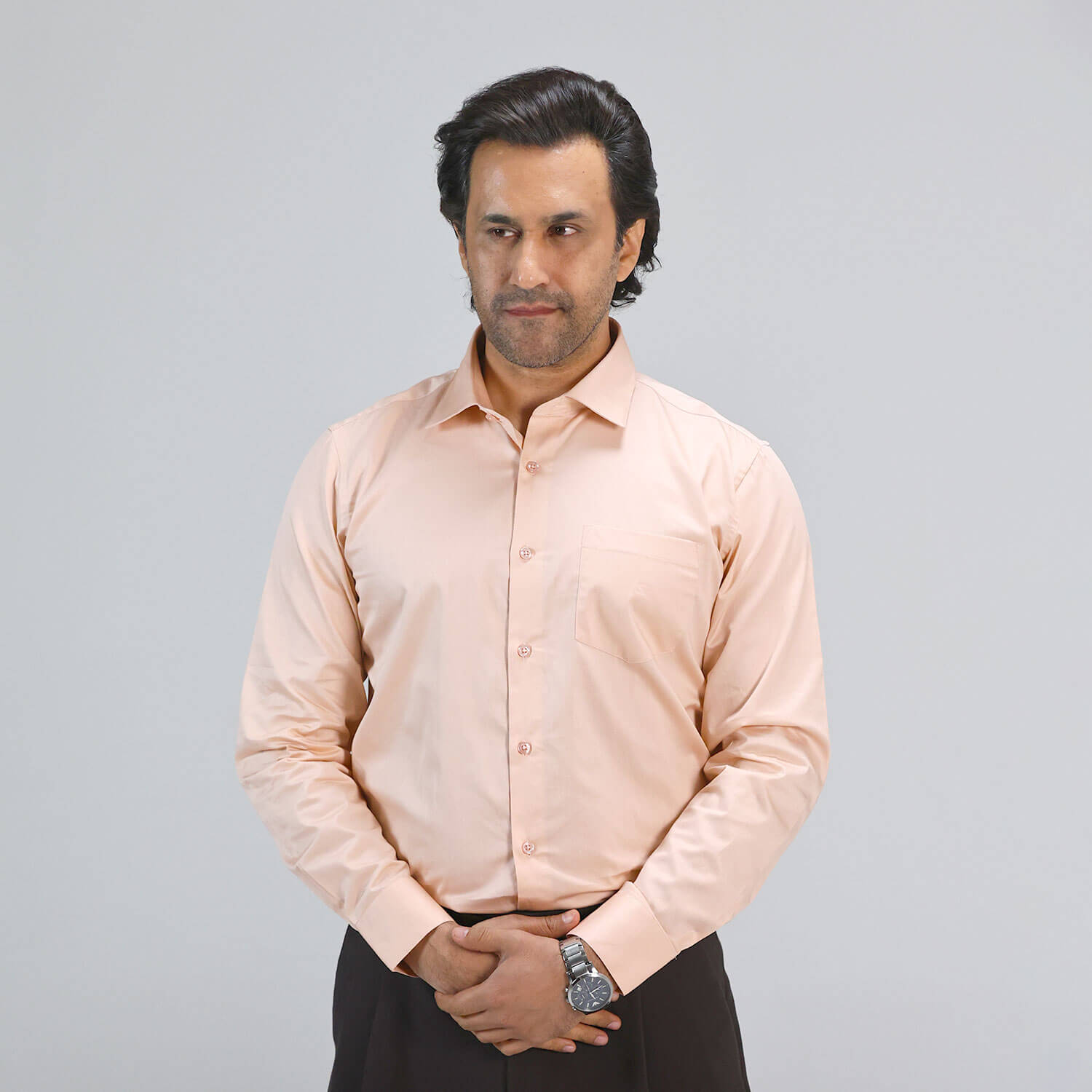 Cambridge Giza Cotton Shirt In Peach Fuzz