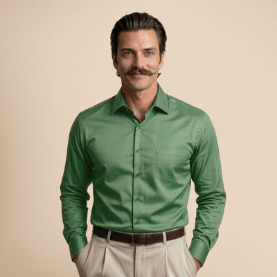Cambridge Giza Cotton Shirt In Grass Green