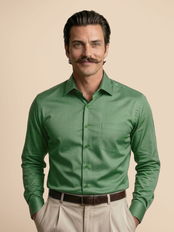Cambridge Giza Cotton Shirt In Grass Green