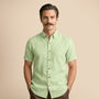 Breeze Linen Half Sleeves Shirt In Grass