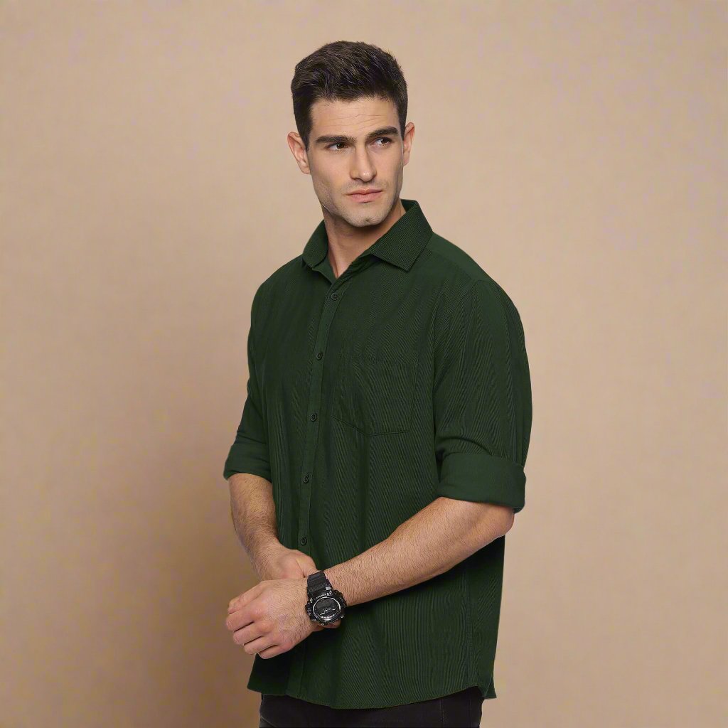 CRUISE CORDUROY SHIRT IN PINE GREEN