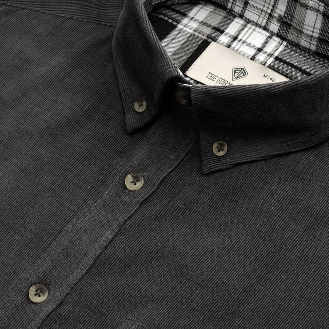 Cruise Corduroy Shirt In Steel Grey