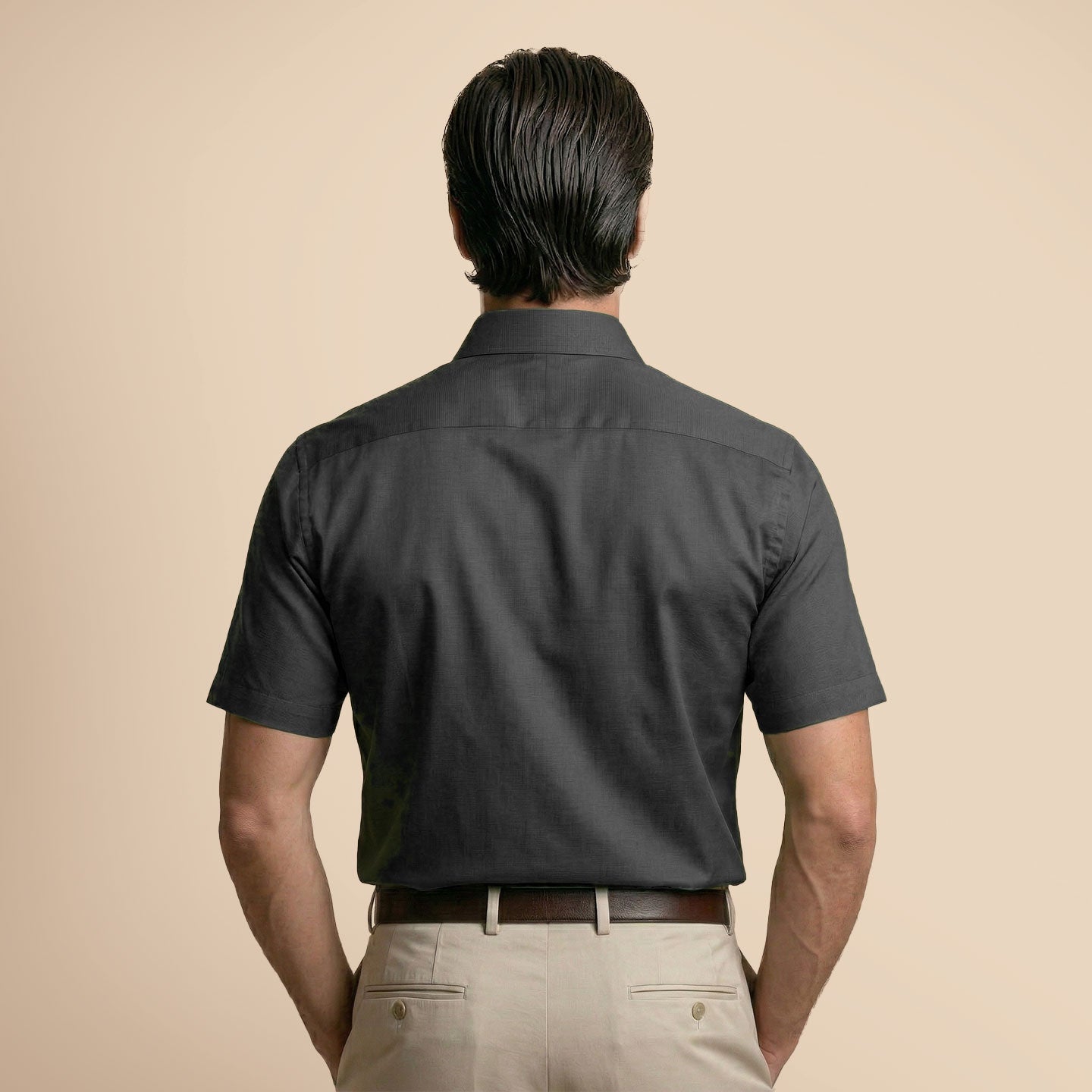 Ashley Half Sleeves Giza Cotton Shirt In Gun Metal