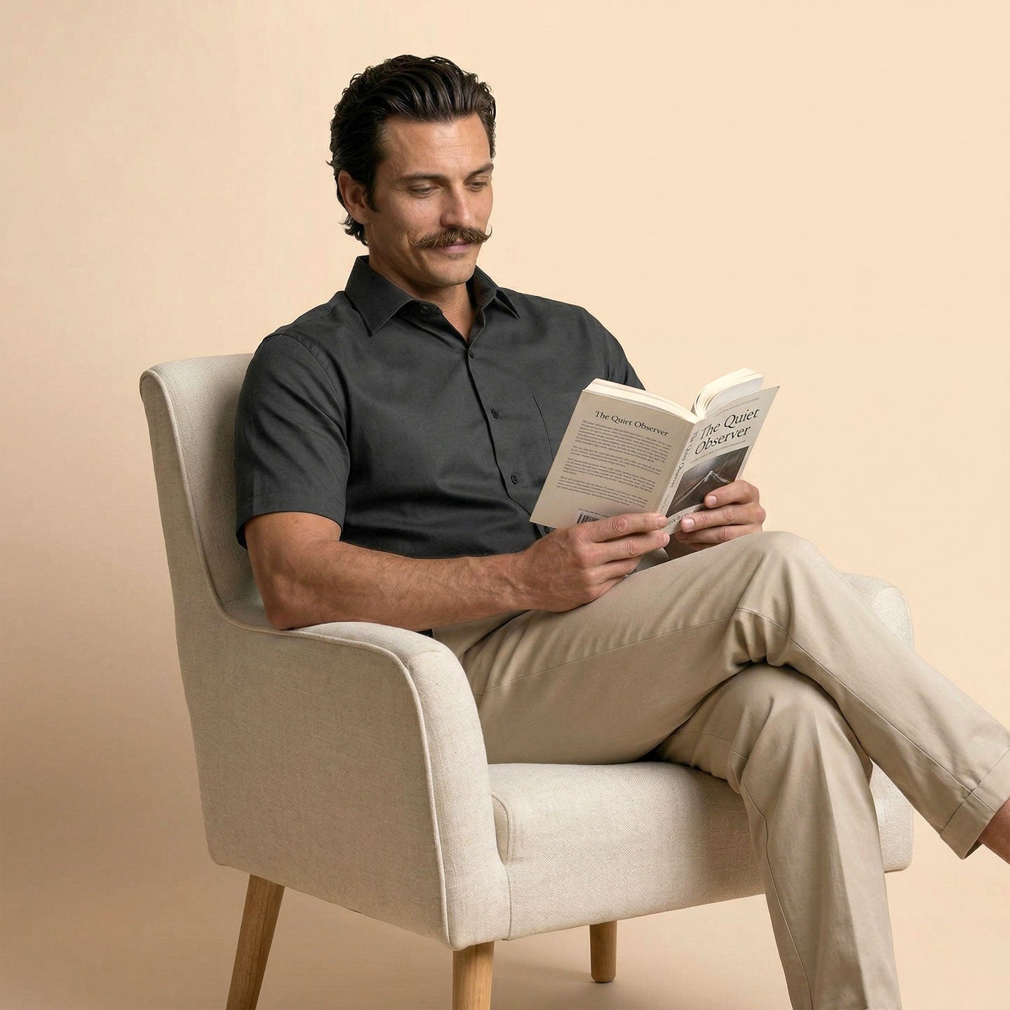 Ashley Half Sleeves Giza Cotton Shirt In Gun Metal