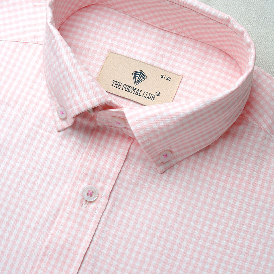 Gingham Check Shirt In Blush Pink