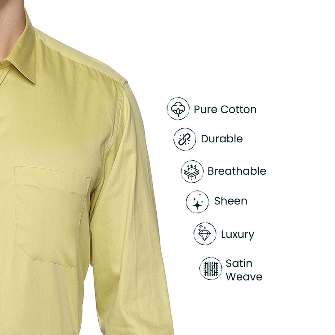 Swiss Finish Giza Cotton Shirt In Lemon Green