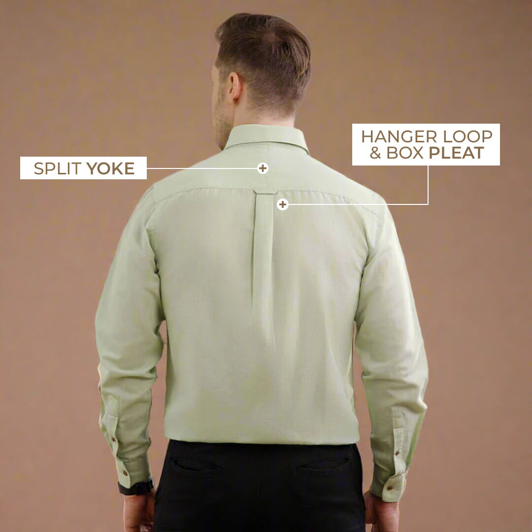 Breeze Linen Full Sleeves Shirt In Leaf Green