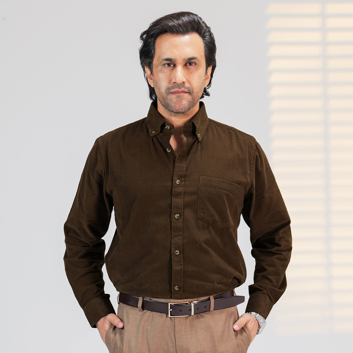 Cruise Corduroy Shirt In Chestnut