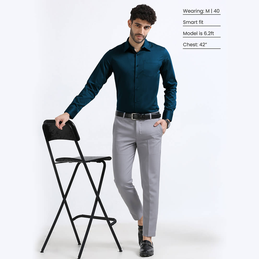 Cambridge Giza Cotton Shirt In Slate Blue