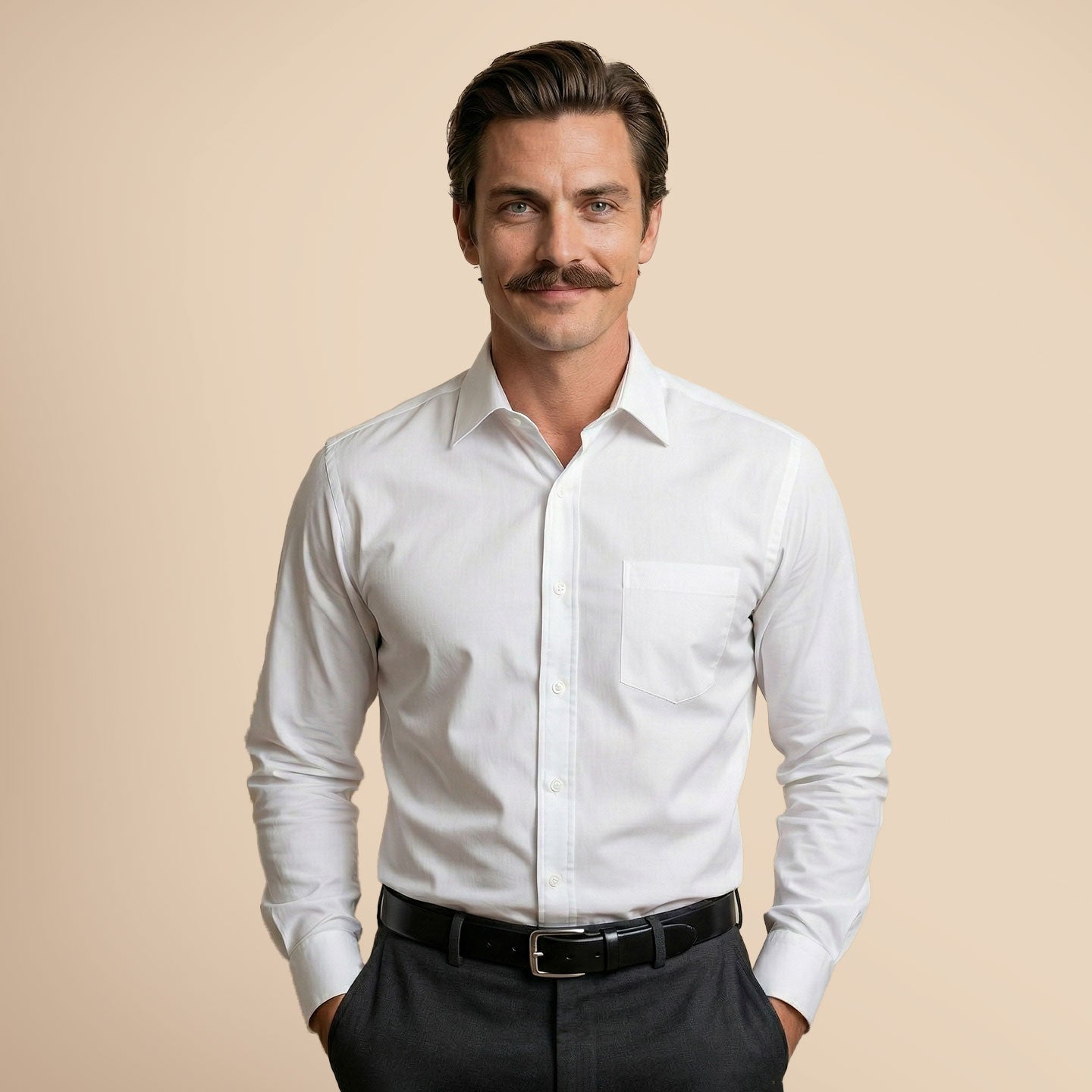 Hampstead 2 Ply Giza Cotton Shirt in Pearl White