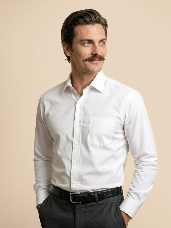 Hampstead 2 Ply Giza Cotton Shirt in Pearl White