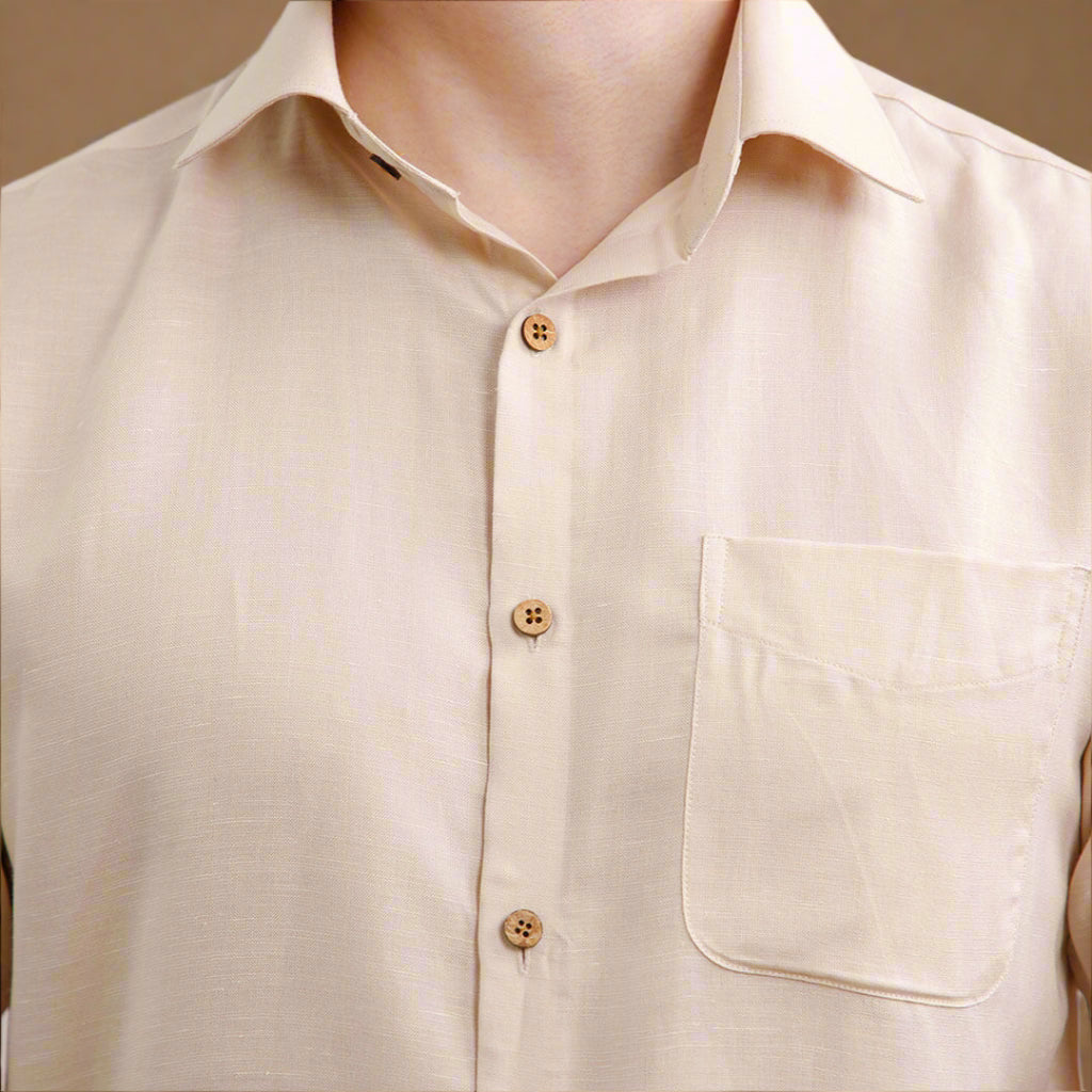 Earthy Hemp Half Sleeves Shirt in Sand