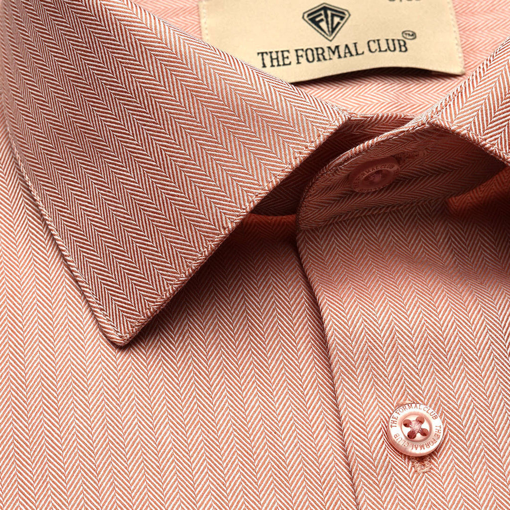 Imperial Herringbone 2 Ply Giza Shirt In Flamingo