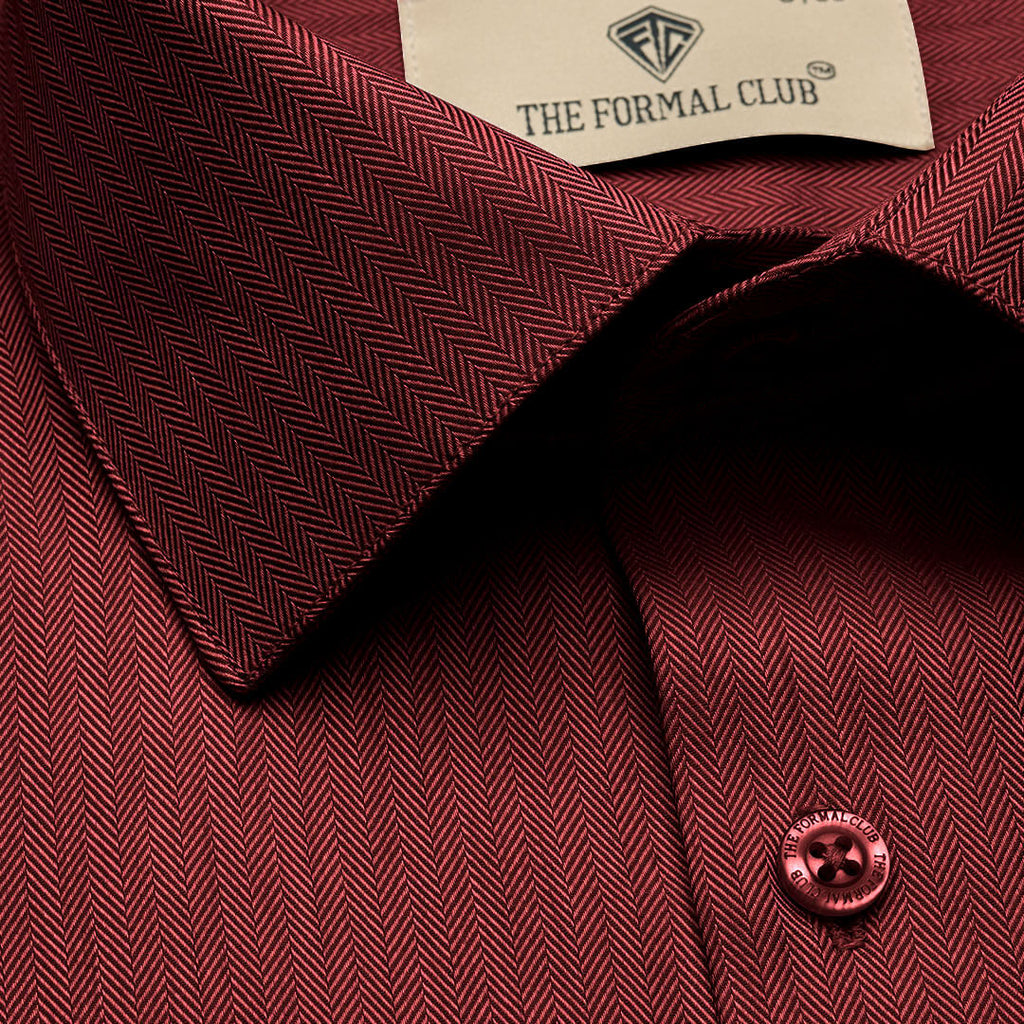 Imperial Herringbone 2 Ply Giza Shirt In Ruby