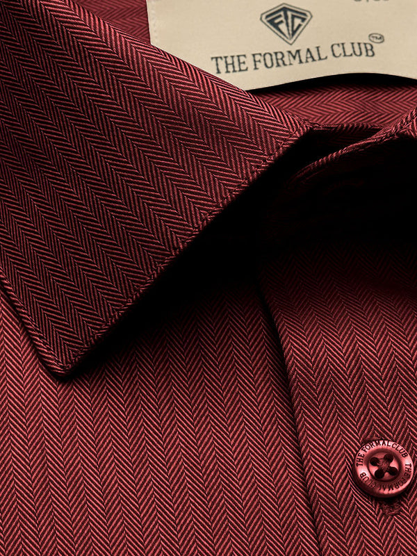 Imperial Herringbone 2 Ply Giza Shirt In Ruby