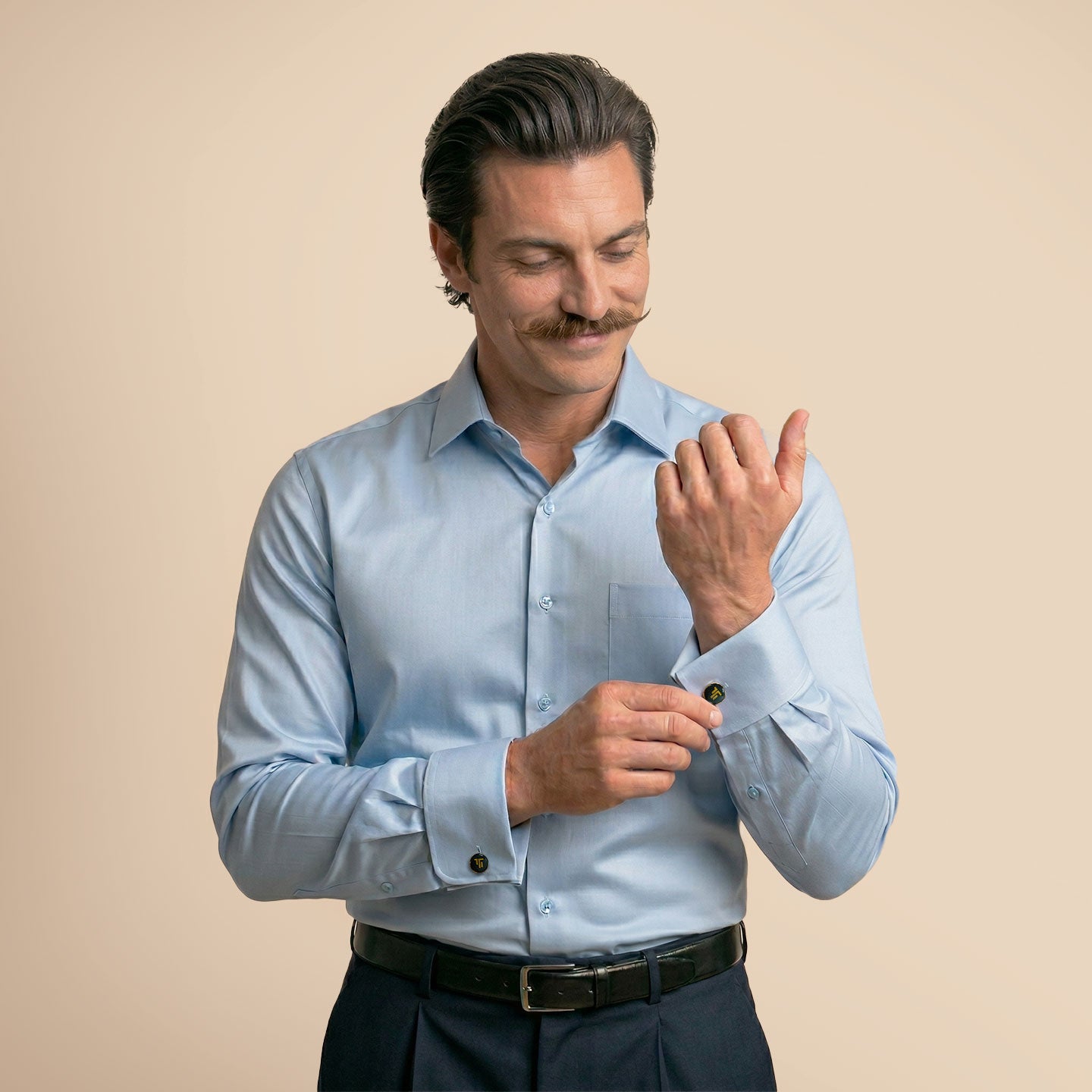 French Cuff Giza Cotton Shirt In Ice Blue