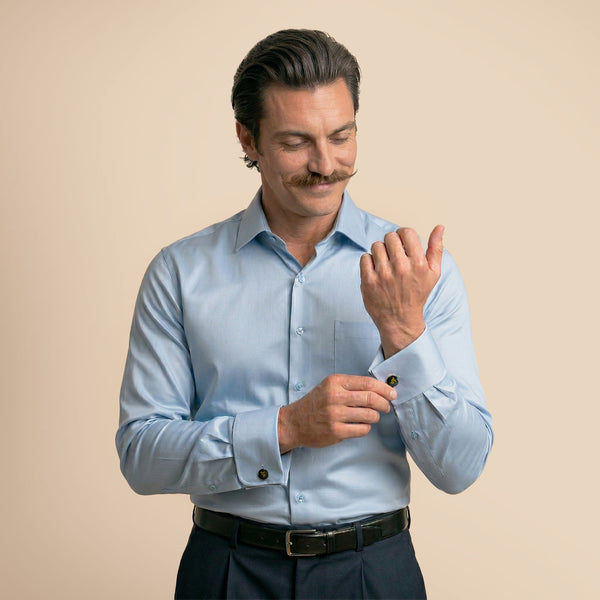 French Cuff Giza Cotton Shirt In Ice Blue