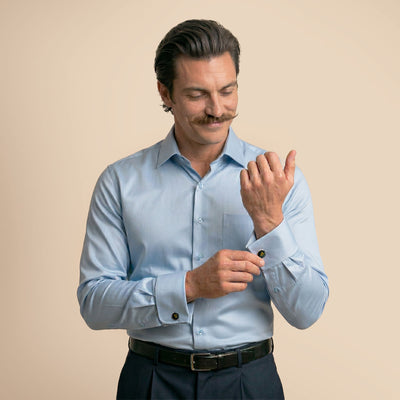 French Cuff Giza Cotton Shirt In Ice Blue