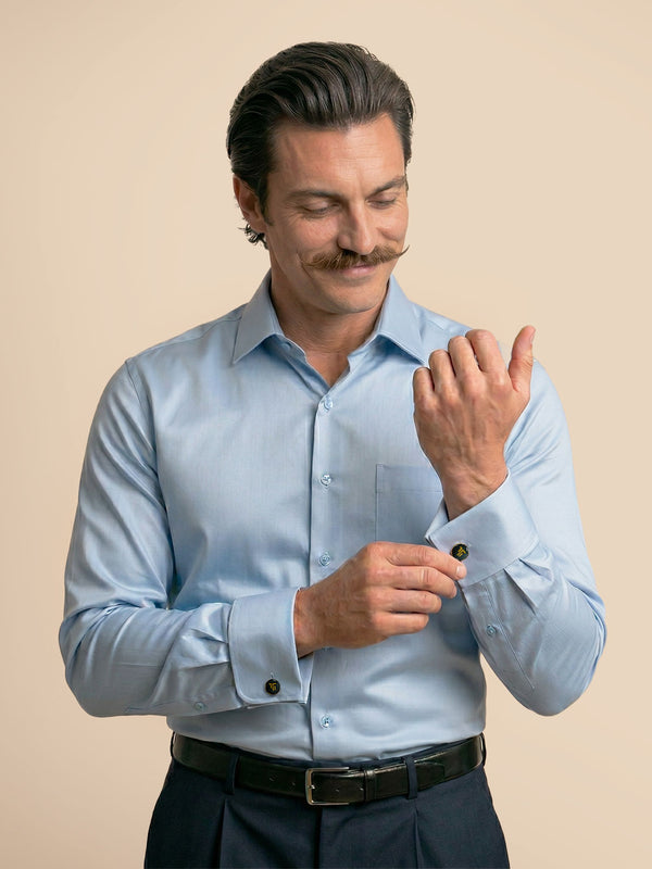 French Cuff Giza Cotton Shirt In Ice Blue