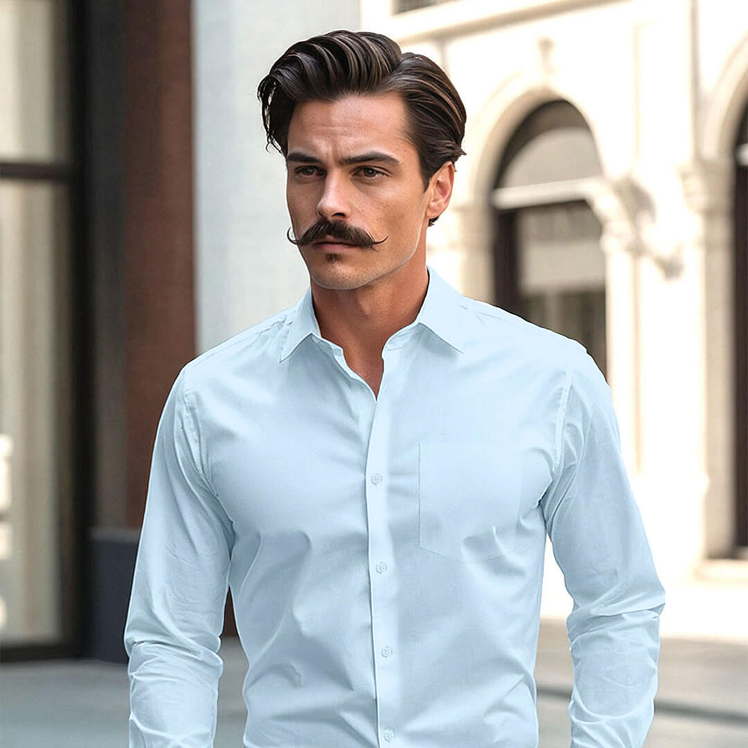 French Cuff Giza Cotton Shirt In Ice Blue