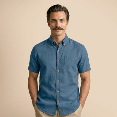 Breeze Linen Half Sleeves Shirt In Indigo