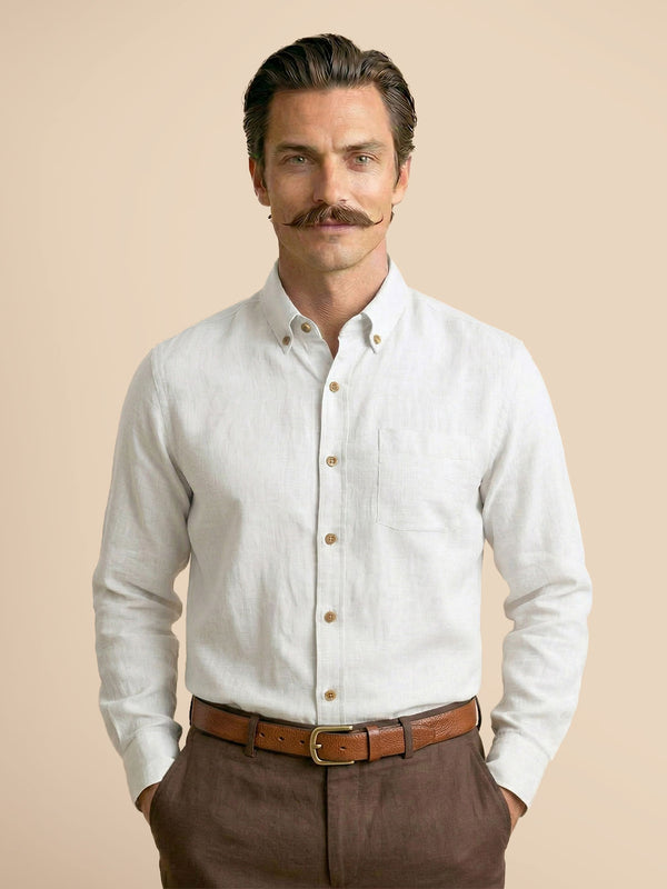 Breeze Linen Full Sleeves Shirt In Ivory