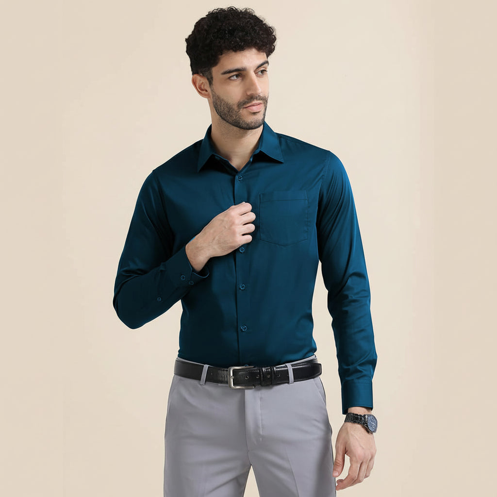 Cambridge Giza Cotton Shirt In Slate Blue