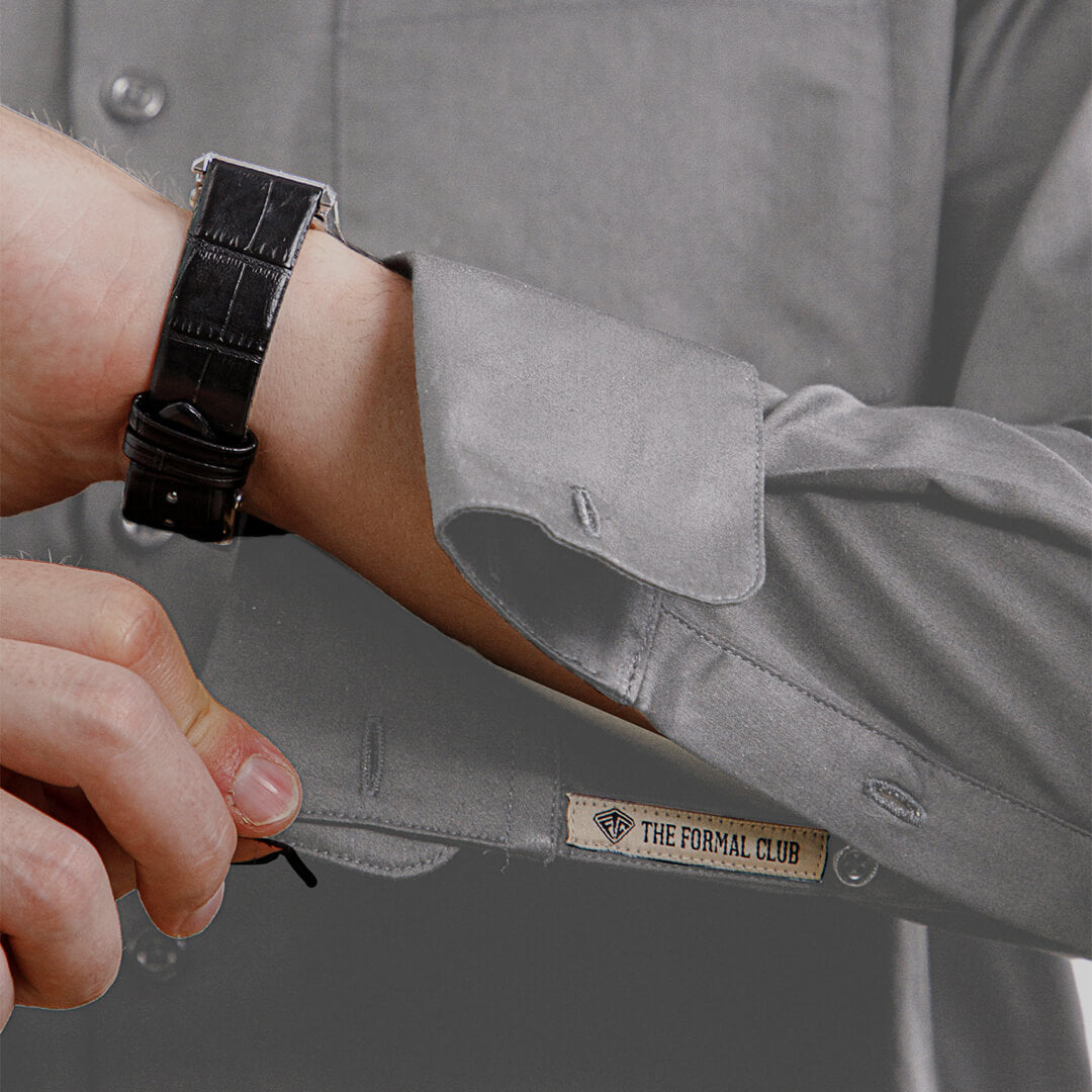 French Cuff Giza Cotton Shirt In Pewter