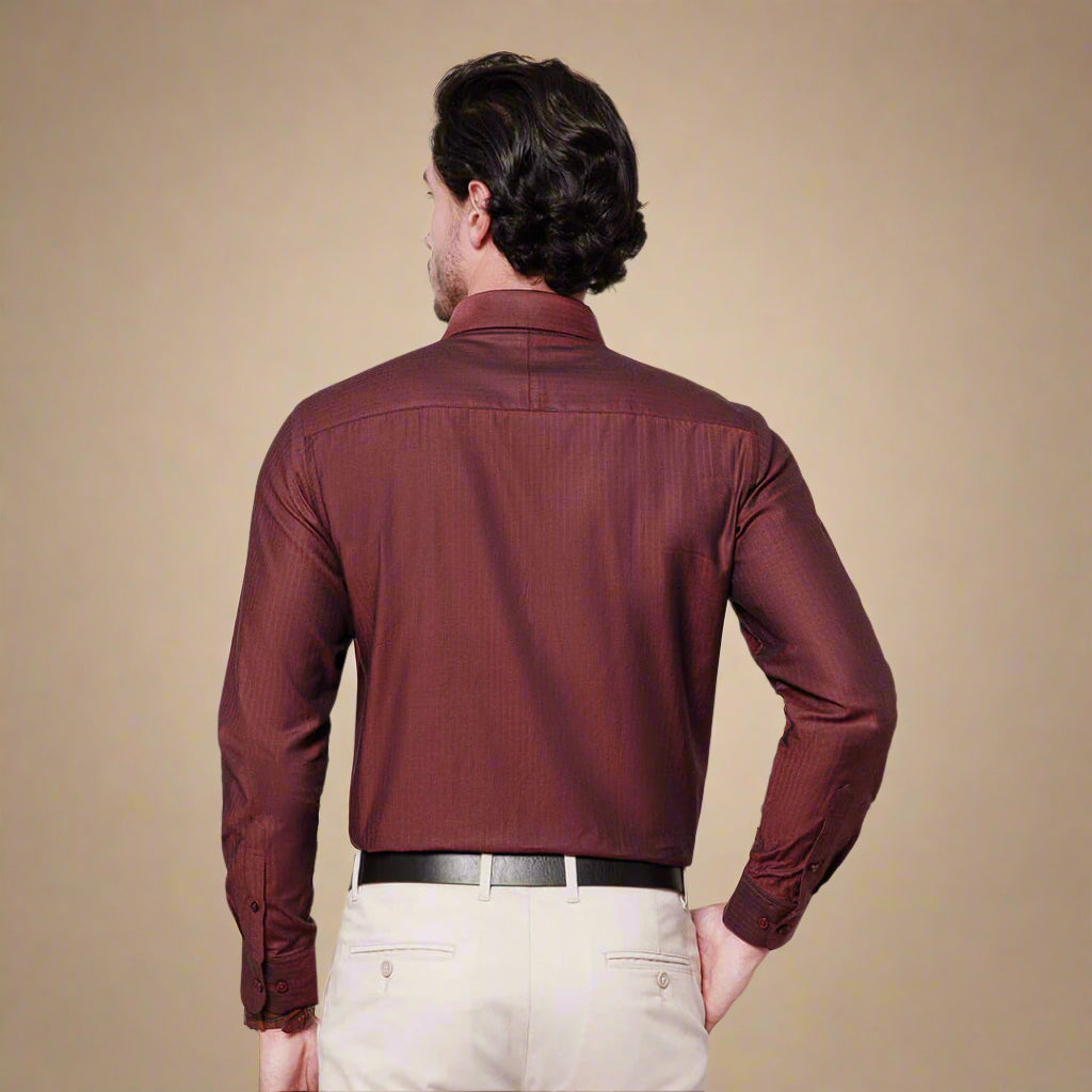 Imperial Herringbone 2 Ply Giza Shirt In Ruby