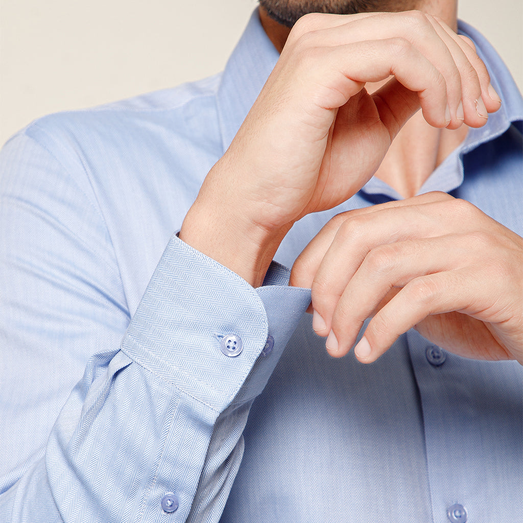 Imperial Herringbone Giza Shirt In Cornflower