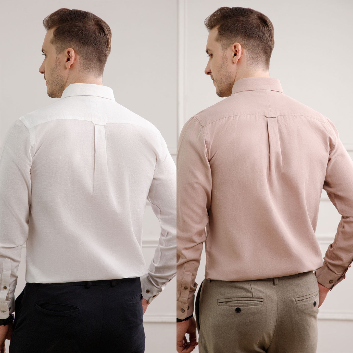 The Best Sellers of Breeze Linen Full Sleeves - 2 Shirt Pack - Ivory & Wood Rose