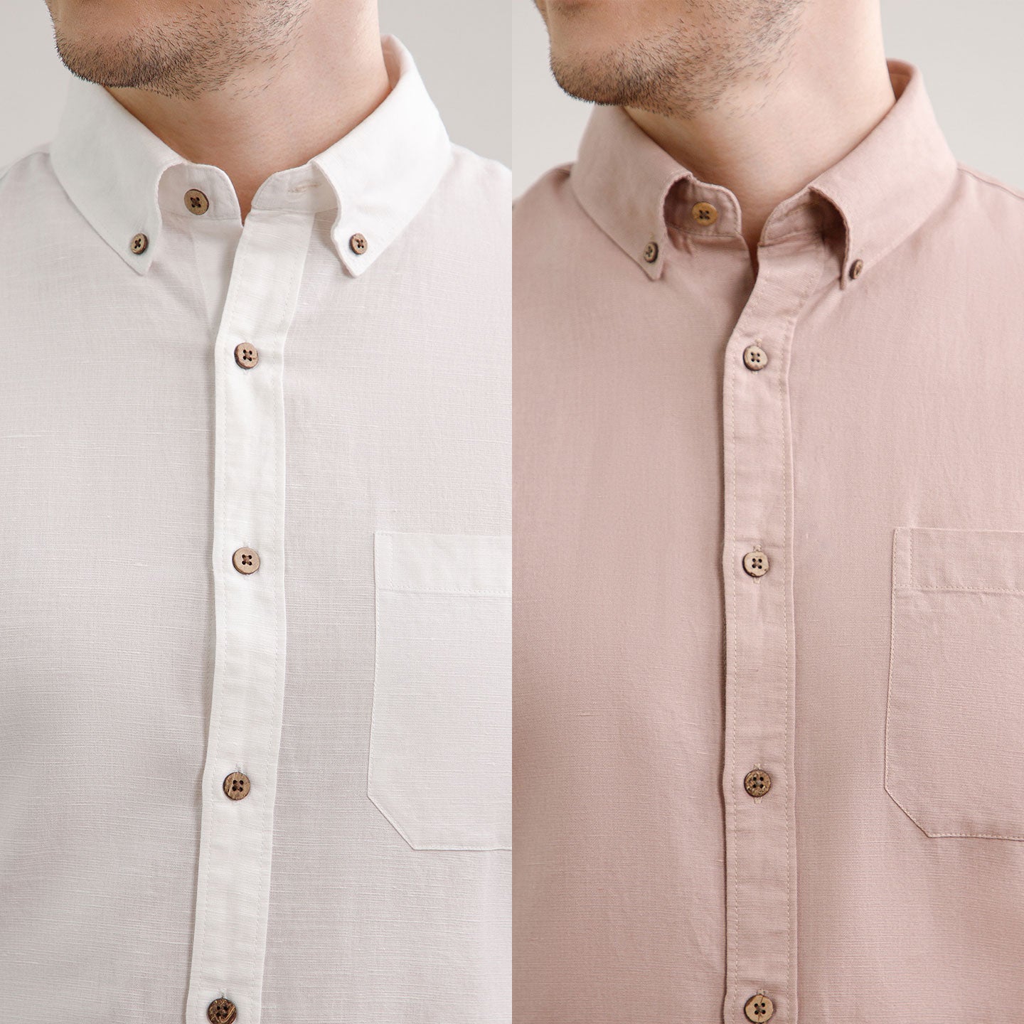 The Best Sellers of Breeze Linen Full Sleeves - 2 Shirt Pack - Ivory & Wood Rose