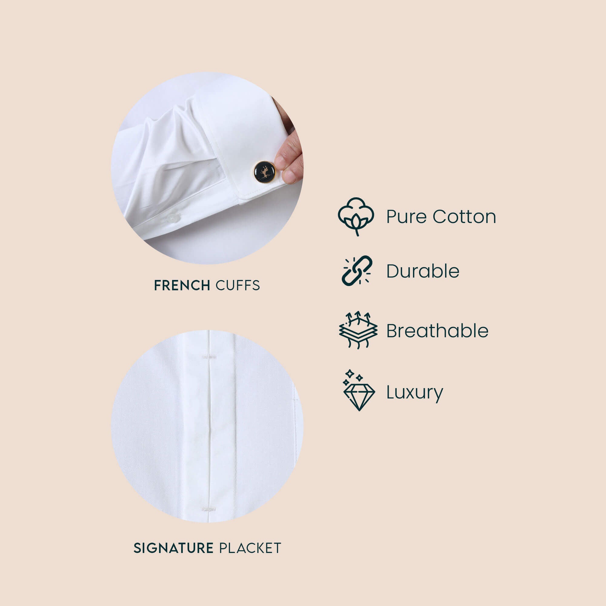 Keneth White with Signature Concealed  Placket & French Cuff