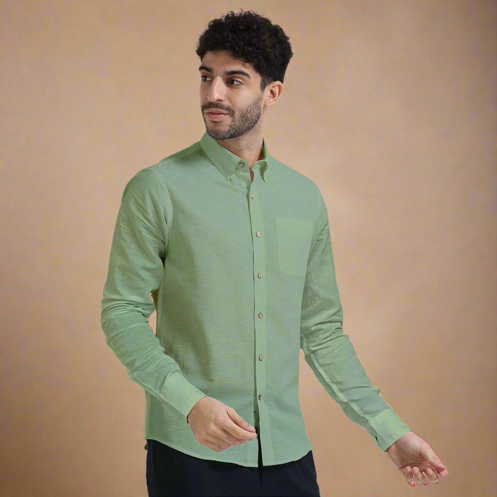 Breeze Linen Shirt In Leaf Green