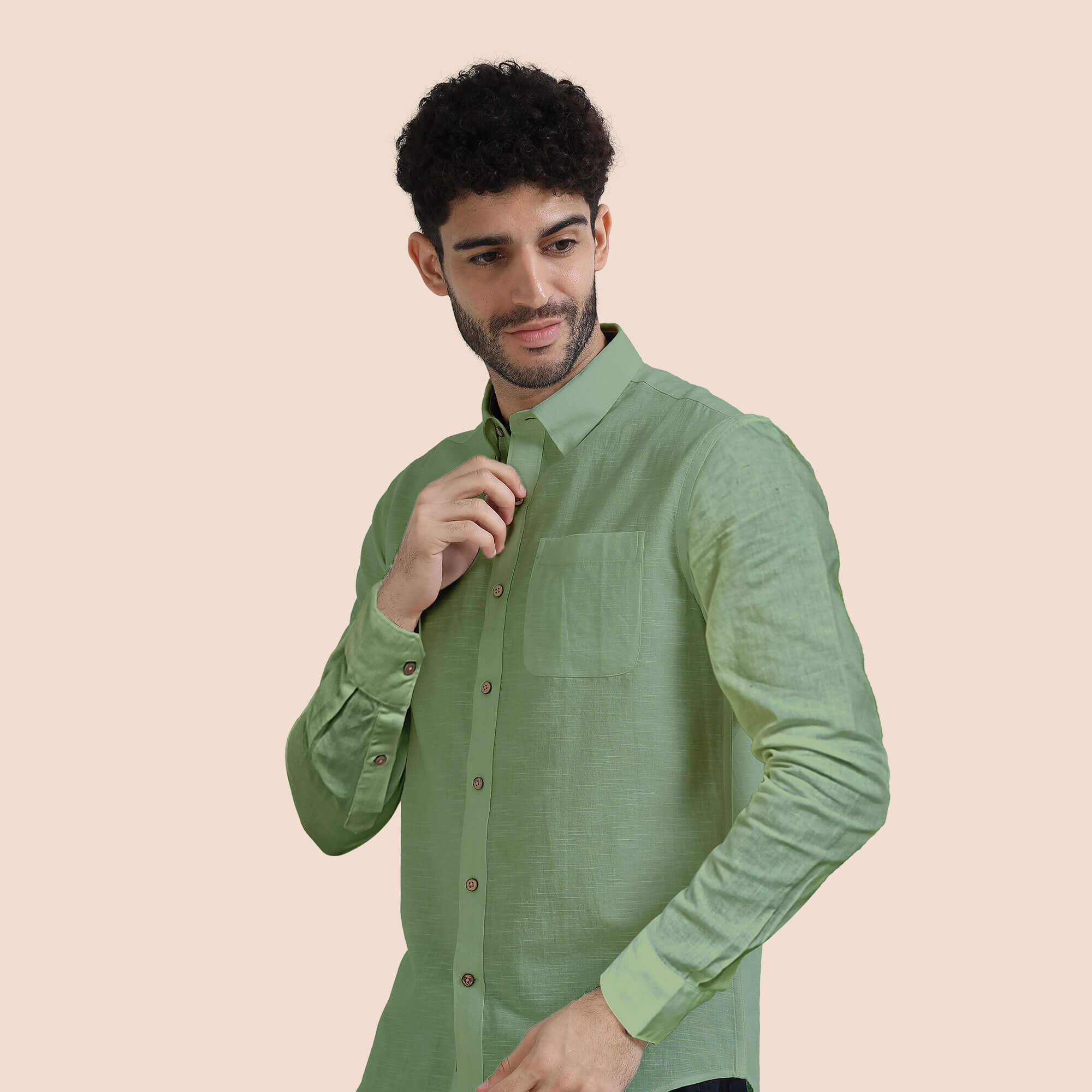 Breeze Linen Shirt In Leaf Green