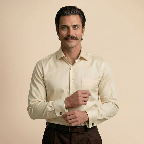 French Cuff Giza Cotton Shirt In Lemon Frost