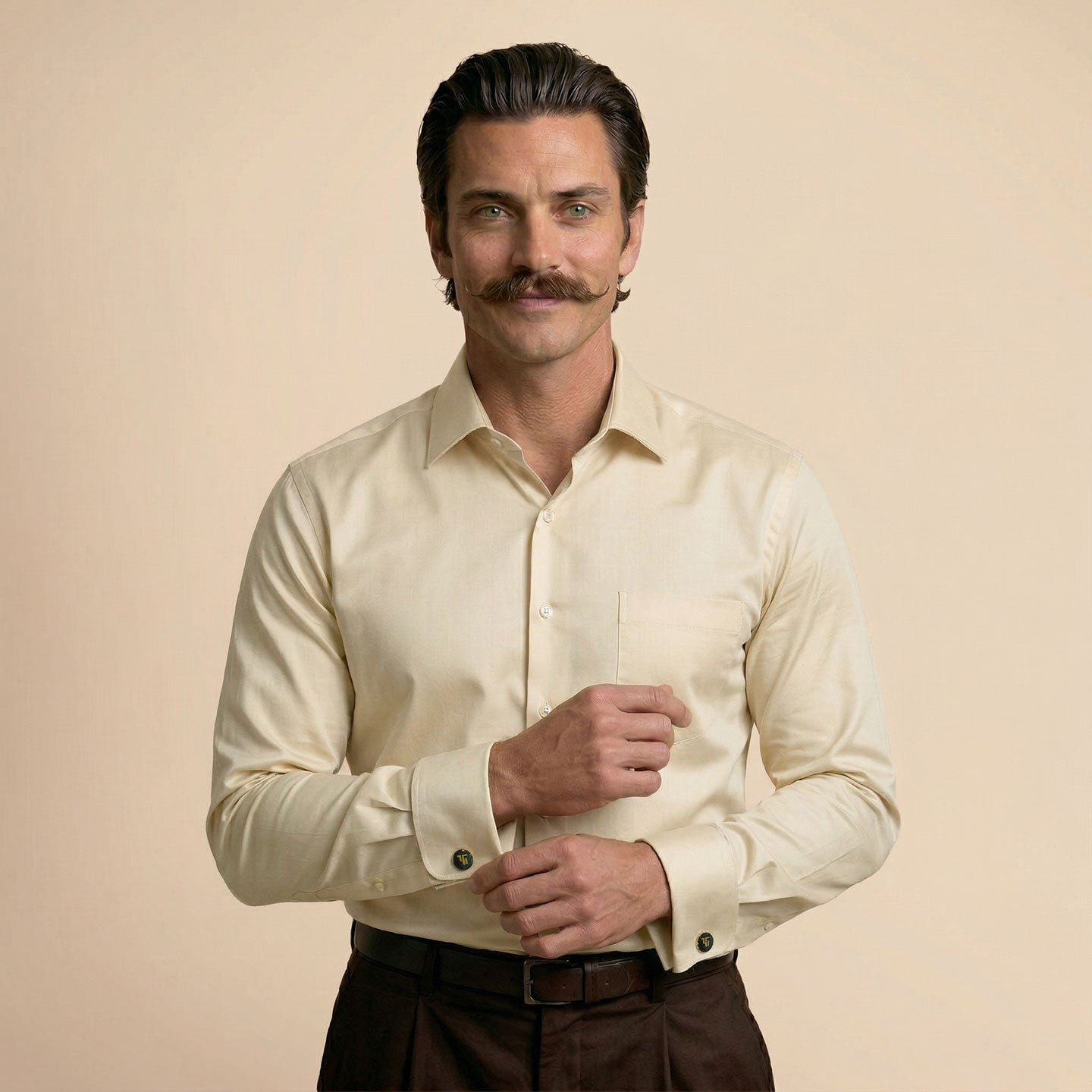 French Cuff Giza Cotton Shirt In Lemon Frost