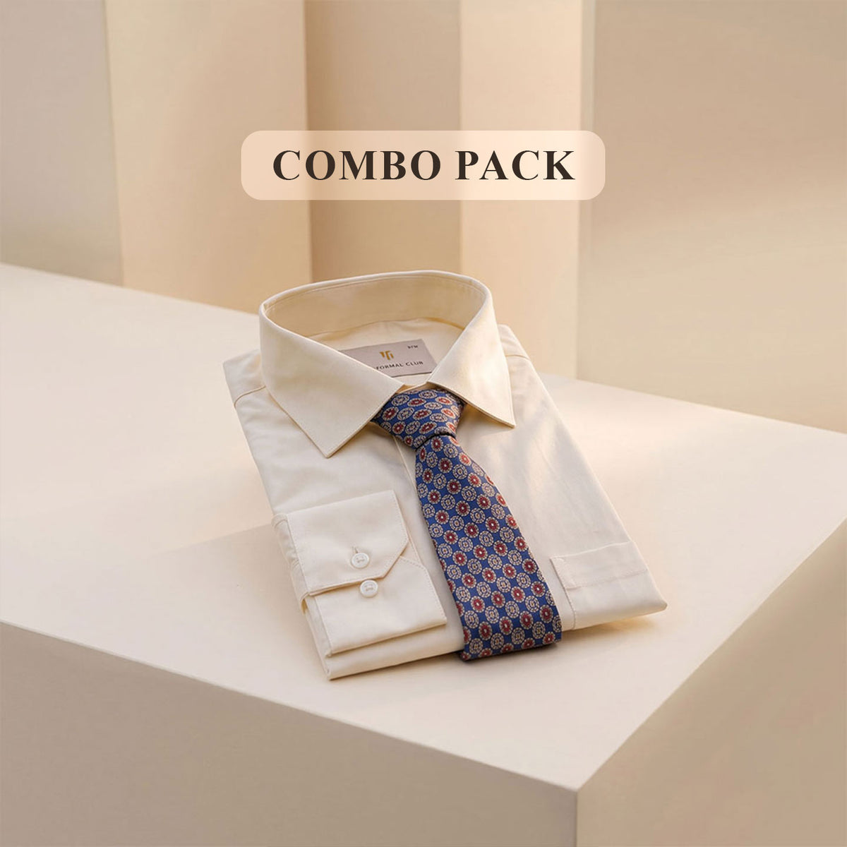 Premium Best-Seller Giza Shirt In Lemon Frost & Cobalt/Wine Tie Combo
